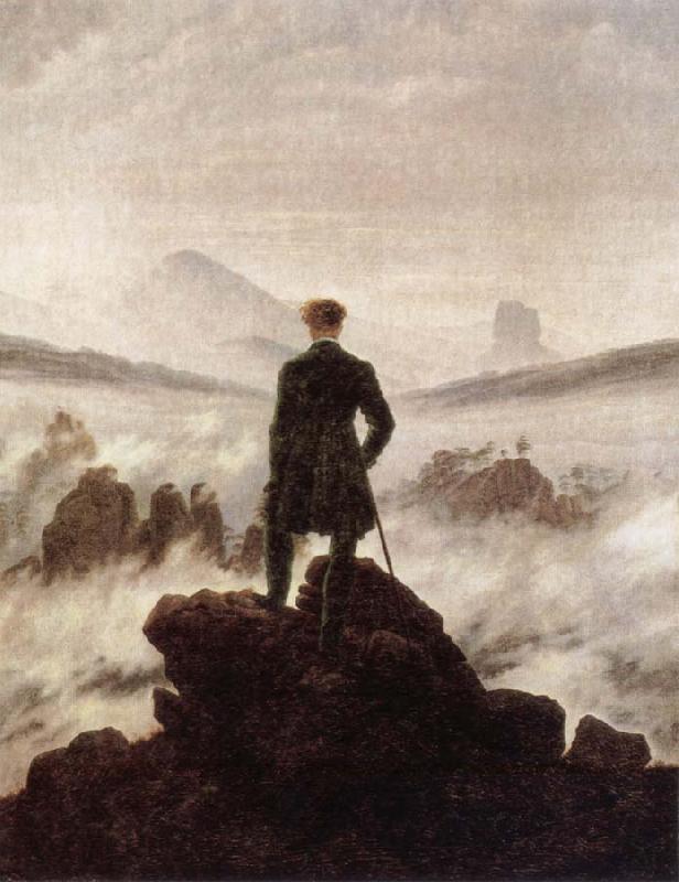Caspar David Friedrich Wanderer Watching a sea of fog Sweden oil painting art
